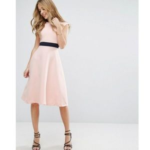 NWOT Vesper Contrast Waist Midi Skater Dress